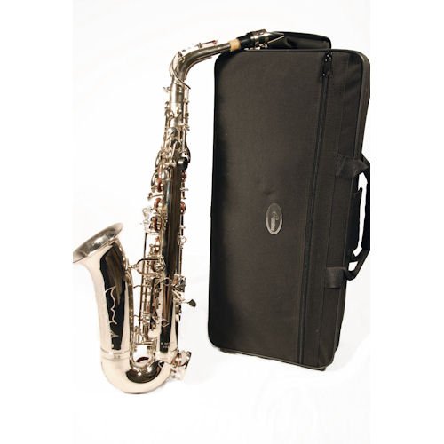 Barcelona Alto Saxophone with Case, Reeds, Cleaning Rod, Polishing Cloth, Gloves, and Cork Wax - Nickel Plated