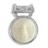 Sterling Silver Carved Bone Face Pendant with Snake Chain by Sajen, 18