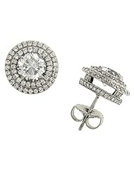 Pave Diamond Halo Earring Mountings 1.25cttw (CZ ctr)