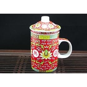 Large Glazed Red long Life Tea Cup Coffee Mug (3 Pieces) by A2AWorld
