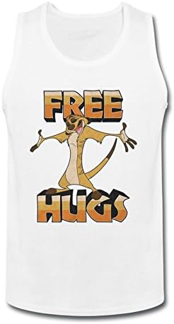 Hoyun Men's Lion King Timon Free Hugs Funny Tank Tops White L