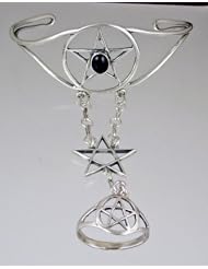 An Unusual Pentacle Slave Bracelet in Sterling Silver
