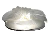 Ivory Hat with Sequin and Bead Flowers
