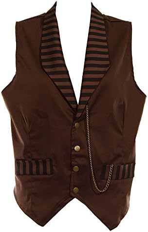 Golden Steampunk Men's Stripe Waistcoat - Medium, Brown