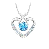 Blue Topaz Kiss Silver Heart Pendant Necklace by The Bradford Exchange