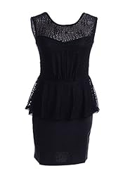 Sweetheart Floral Print Lace Peplum Sleeveless  Dress