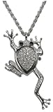 Pedre Women's Silver-Tone Crystal Adorned Frog Pendant Watch with Rope Neck Chain # 8500SX