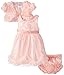 Nannette Baby Girls' Peach Taffeta Dress with Novelty Mesh Shrug