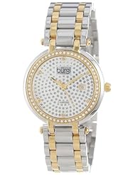 Burgi Womens BUR078TT Stainless Steel Pave Pattern Diamond Bracelet Watch