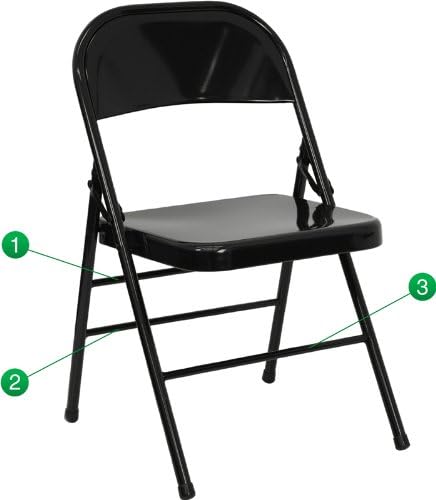 HERCULES Triple Braced &amp; Quad Hinged Black Metal Folding Chair