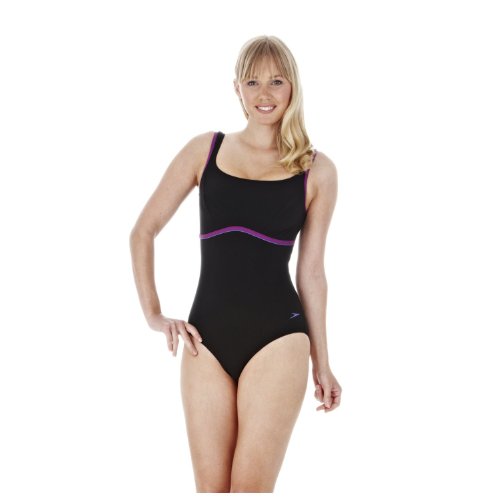 Speedo Damen Badeanzug Premiere Classic Einteiler, schwarz-lila, 44, 8082587910 Preisvergleich