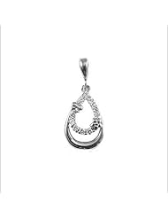 14k White Gold, Teardrop Shape Pendant Charm Lab Created Gems 10mm Wide
