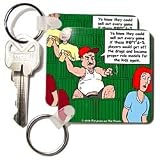 Londons Times Funny Society Cartoons - Obnoxious Fan Berating Baseball Players - Key Chains