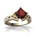 14K Yellow Gold Square Genuine Garnet Engagement Ring