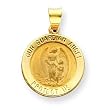 14k Guardian Angel Medal Round Pendant
