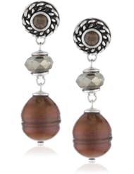 Honora "Skinny Jeans" Chocolate Freshwater Cultured Pearl and Smoky Quartz Dangle Earrings