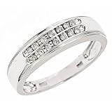 1/5 CT. T.W. Round Cut Diamond Men's Wedding Band 14K White Gold - Size 7