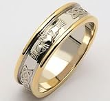 Gents Silver/14K Two Tone Claddagh Wedding Band - Made in Ireland