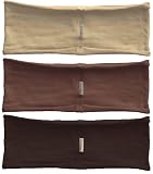 3-pack hBand Warm Earth-Tone stretchy headbands (dark chocolate, brown, beige) for yoga, exercise, sports or any activities by Absolute Yogi