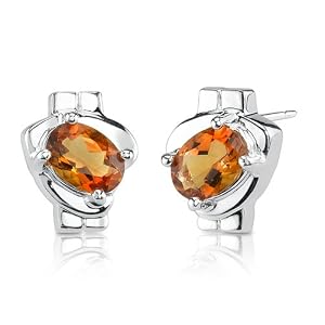 Buy 1.50 Carats Oval Shape Citrine Earrings in Sterling Silver
