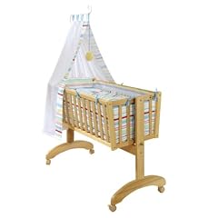 roba 8946 V55 - Komplettwiegenset, neu mit Flachst�ben, bestehend aus Wiege, Vliesmatratze, Kinderbettgarnitur Bettw�sche, gepolsterter Einhang, Baby-Inlett-Set, Himmelstange und Himmel, mit Wiegefunktion und Feststellknopf Ma�e 90 x 40 cm