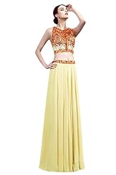 Scoop Neck Crystal Beaded Chiffon Evening Dress/Prom Dress/Party Dress/Wedding Dress 