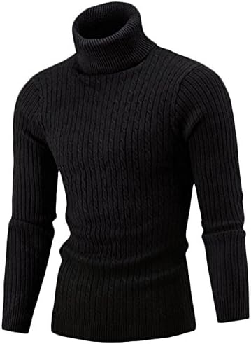 DANJIESHI Mens Slim Fit Pullover Turtle Neck Knit Sweater one US M