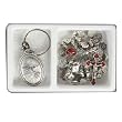 Confirmation Rosary and Holy Spirit Key Chain Gift Set - 7mm Red Beads - Length: 21" - IMPORTED FROM ITALY