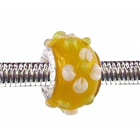 Pandora Style Charm Bead (Z64) Murano Lampwork Glass (14mm x 10mm) (fits Troll too)