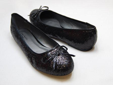 Andres Machado Classic Big Flat Ballerinas In Black Glitter - 45 EU