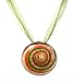 Necklace / Pendant - Round Murano Glass ~ Orange, Green, White & Copper (51)
