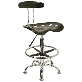 Drafting Stool Bar Stool in Black - LF-215-BLACK-GG by Flash Furniture