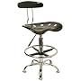 Black And Chrome Bar Stool Height Drafting Stool With Tractor Seat [LF-215-BLK-GG]