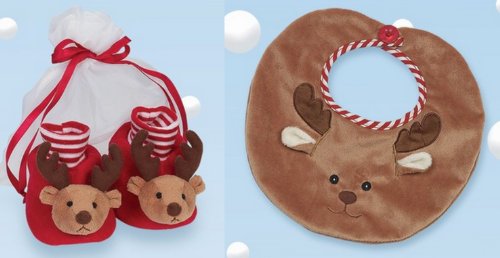 Buy Low Price Cozy Bearington Bears Plush Reindeer Baby Bib & Booties B005VU3KQ0