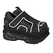 3 Inch MENS Black Platform Sneaker Cyber Goth Punk Black Leather Shoe