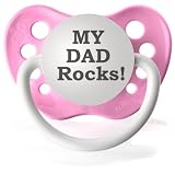 41Nh9OAttoL. SL160  Personalized Pacifiers My Dad Rocks Pacifier in Pink