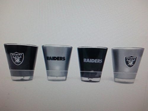 NEW! Oakland Raiders Shot Glass Gift Set -4 Pack, 2 oz Two Tone