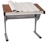 Adjustable Drawing and Drafting Table with Pewter Frame [NAN-JN-2433-GG]
