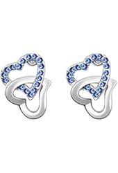 Mikiy Women's Alloy Heart Created Diamond Crystal Earring Studs