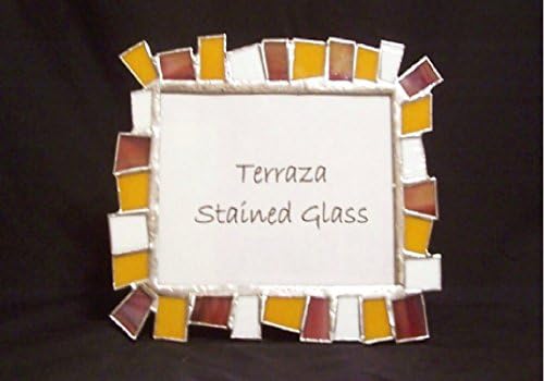 Chunky Stained Glass Picture Frame 5 X 7 / Pink and Pumpkin (F-3)