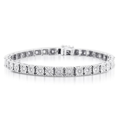 41NhKLAhTML Sterling Silver 1.00 Carat Diamond TennisBracelets 7.5