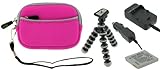 4n1 Neoprene Sleeve (Magenta) Case / NB-4L AC DC Charger / Battery / Tripod ....