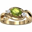 14K Yellow Gold Peridot and Diamond Ring