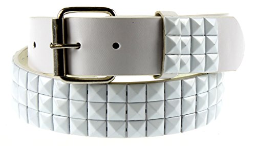 Q Collection Faux Leather Pyramid Studded Belt - Cool Designer Belt for Men and Women - Quality Construction, Trendy Design - Available in 4 Sizes