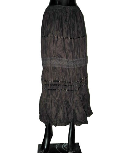 Womens Skirt Designer Bellydance Boho Gypsy Hippie Brown Skirt India 35 Inches