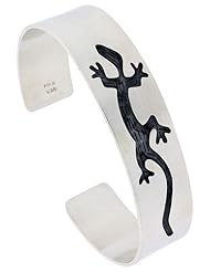 Sterling Silver HOPI Design Gecko Cuff Bangle 5/8 inch wide,