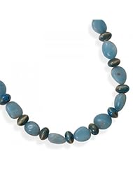 MMA Silver - 16 inch+2 inch Amazonite and Ceramic Bead Necklace