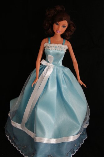 Blue Barbie Sized Doll Party Dress