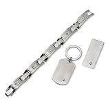 Stainless Steel Brushed Bracelet, Money Clip and Key Chain Set
