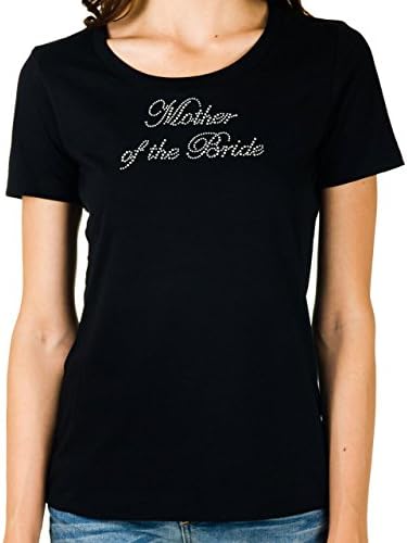 Bling Bling Bridal Ladies Mother of the Bride Rhinestone T-shirt (Small, Black)